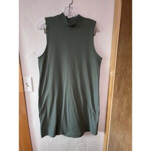 Abercrombie & Fitch Mock Neck Ribbed Mini Dress Sage Green XXL